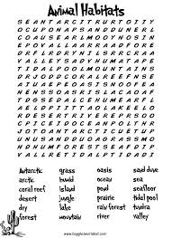 Habitats Word Search Animal Habitats Science Words Second Grade Science