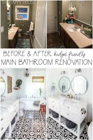 Simply attach small mason jars to a board and hang it up by the sink. Fresh Modern Main Bathroom Renovation On A Big Box Store Budget The Happy Housie Bathroom Renovation Diy Bathroom Makeover Bathroom Renovation Diy