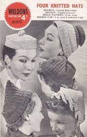 Fabulous 1940s Ladies Hat Vintage Knitting Pattern Vintage Knitting Patterns Knitted Hats Vintage Knitting