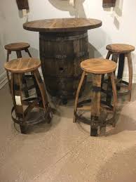 Bourbon Barrel Pub Table Set In 2020 Barrel Table Wine Barrel Table Pub Table Sets