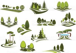 Peaceful Nature Landscapes Icons With Green Walking Alleys Landscape Garden Landscaping Parking Design