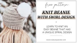 Must try to reduce the size now as i want to make one for a child. Free Knitting Pattern Easy Knit Beanie With Swirl Spiral Design Knit A Beanie How To Knit Youtube