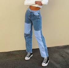 Patchwork Stitching Contrast Jeans Denim Pants Cute Casual Outfits Fashion Inspo Outfits Retro Outfits