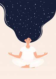 Illustration Of Woman Is Meditating In Lotus Position With Stars Yoga Illustration Star Illustration Ilustration Art