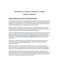 The reader does not have time to go through pages of text before deciding whether to look at your resume or application. The Department Of Science Technology Science Technology Studies Cornell Facebook