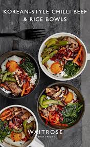 Korean Style Chilli Beef Bowls Waitrose Food Asian Recipes Beef Recipes