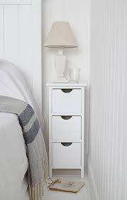 Nailing two trends in one. Dorset Max 25cm Narrow White Bedside Table The White Lighthouse Slim Bedroom Furniture