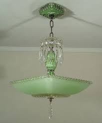 Vintage 30s Jadite Green Art Deco Square Glass Ceiling Light Fixture Chandelier Ebay This Would Be Pe Art Deco Light Fixture Art Deco Lighting Green Art Deco