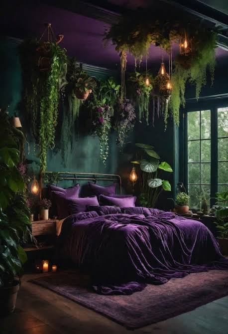Green and purple bedroom decorating ideas