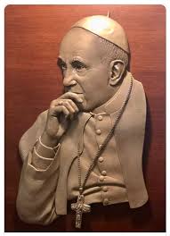 Photo courtesy of Pat Raven. Honoring Pope Francis. Portrait of the Pope by  Don Wiegand that hangs in the Vatican