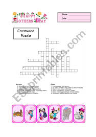 Vector crossword in english, education game for children about family members. Mother S Day Crossword Part 7 8 Of Unit With Detailed Key Esl Worksheet By Dturner