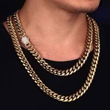 At so icy jewelry we offer 100% real 10k gold cuban chains. Buy Luxfine 12mm Miami Cuban Link Chain 14k Real Gold Plated Hypoallergenic Hip Hop Jewelry Premium Stainless Steel Necklace For Men Women No Color Fade Double Sided Iced Out Clasp Online In Indonesia