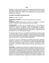 Concepto y significado de definición: 8 Rae Titulo El Juego De Circuitos Como Propuesta Pedagogica Para Mejorar La Resistencia Aerobica Y La Motivacion En La Cla