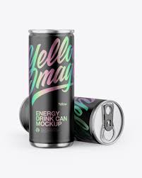 Two Metallic Cans W Matte Finish Mockup In Can Mockups On Yellow Images Object Mockups