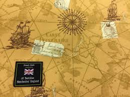 Details About Tan Antique Map Old Map Chart Nautical Printed 100 Cotton Poplin Fabric