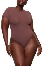 Skims Stretch Cotton Jersey T Shirt Bodysuit In Garnet Modesens