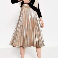 Check spelling or type a new query. Zara Skirts Zara Pleated Gold Metallic Skirt S Poshmark
