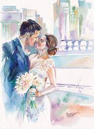 Unique Anniversary Gifts Custom Anniversary Gift Original Watercolor Painting Wall Art Wedding Painting Watercolor Portraits Custom Portraits