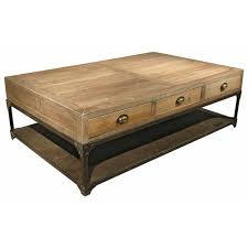 Rustic nature coffee table, aplos large retro wood slabs coffee table with metal legs and storage shelf for living room bedroom kitchen, easy assembly(rectangle) 4.4 out of 5 stars 105 $175.99 $ 175. Luca Industrial Loft Reclaimed Wood Rustic Iron 3 Drawer Rectangular Coffee Table 51 W 60 W Kathy Kuo Home