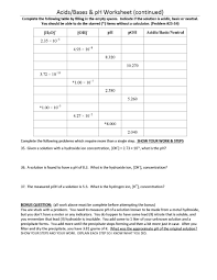 At the beginning of the chapter we mentioned that we encounter many examples of acids. Ph Acids And Bases Worksheet 2021 2022 Eduvark