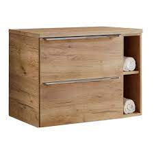 Meerveil hängeschrank, badschrank aus holz mit 3 einlegeböden höhenverstellbaren für ablage von bad flur wohnzimmer weiß 50.5x18x61cm. Waschtischunterschrank 81cm Mit 2 Auszugen Und Regal Toskana 56 In Wot