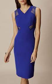 Karen Millen Lace Panel Pencil Dress Blue Dresses Sheath Dress Pencil Dress