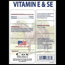 Essential vitamin and mineral horse supplement by mark depaolo, dvm. Vitamin E Se Cox Veterinary Laboratory