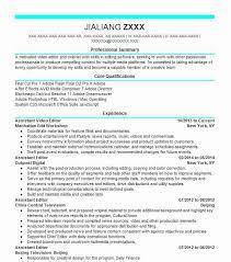 Assistant Video Editor Resume Example Editor Resumes Livecareer