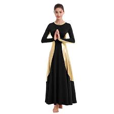 Amazon Com Women Praise Dance Robe Liturgical Worship Metallic Color Block Long Sleeve Maxi Joyful Dress Lo Praise Dance Dresses Dance Dresses Essential Dress