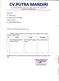 Surat penawaran harga barang serupa dengan contoh yang telah dijelaskan pada poin surat penawaran harga sebelumnya. Contoh Surat Penawaran Harga Jasa Angkutan Barang Contoh Seputar Surat