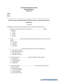 Pbd Pertengahan Tahun Bm Ting 1 Worksheet