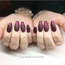 Here this nail had full black feature with matte base and black gel accent. Coffin Nails In Acrylic Black Cherry In Matte By Alma Nordahl Nails Coffin Nails Instagram Posts