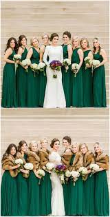 Emerald Green Gowns Bridesmaids Modern Wedding Dress Fur Stoles Satin Catherine Rhodes Pho Casamento Verde Convidada De Casamento Madrinhas De Casamento