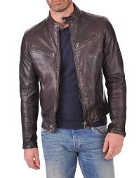 Men S Genuine Lambskin Leather Chocolate Brown Bomber Slim Fit Biker Leather Jac Outerwear Biker Jacket Outfit Leather Jacket Men Brown Leather Jacket Men