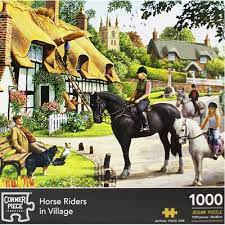 Choose from a variety of horse puzzle options with different sizes, number of pieces, and board material. Horse Riders In Village 1000 Piece Jigsaw Puzzle The Works