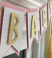 Pink And Gold Baby Shower Banner For Girl Oh Baby Themed Baby Shower Banner Girl Baby Shower Banner Diy Baby Shower Banner