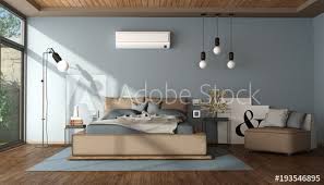 The rooms have wooden floors and light brown walls.furnished with white and grey furniture. Modern Blue And Brown Master Bedroom Buy This Stock Illustration And Explore Similar Illustrations At Adobe Stock Adobe Stock