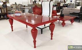 D52 dining room set in lacquer finish by global furniture. Modern Contempo Bugatti Red Lacquer Dining Table