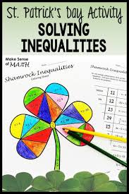 St Patrick S Day Math Activity In 2020 Solving Inequalities Middle School Math Math Activities