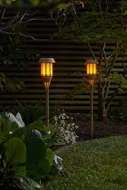 Auraglow Solar Bamboo Led Tiki Torch Garden Light Twin Pack Auraglow Led Lighting