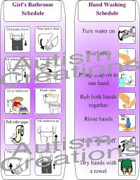 printable autism pecs visual schedule hygiene routine for kids potty training and hand washing chart for girls