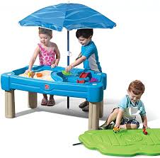 Amazon Com Step2 Cascading Cove Sand Water Table With Umbrella Kids Sand Water Play Tabl In 2020 Kids Water Table Water Table With Umbrella Sand And Water Table