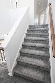 Plush Gray Carpeted Staircase Carpet Staircase Grey Carpet Living Room Carpet Stairs