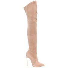 Beige h&m blockabsatz overkneestiefel für damen mit absatzhöhe 7cm bis 9cm. Beige Overknee Stiefel Aus Leder Von Casadei 716 Farfetch Com Lookastic