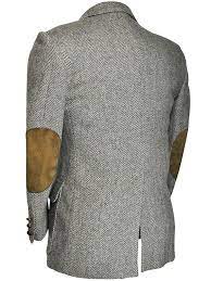 39r 39 Regular Blue Gray And Tan Herringbone Tweed Blazer With Brown Suede Elbow Patches And Leather Buttons Suede Elbow Patches Leather Elbow Patches Tweed Blazer