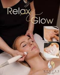 Relax & Glow Treatment. Relax with a blissful anti-stress back, neck, and  shoulder massage, followed by our intensive Aquabrasion Facial, including a  facial massage and indulgent Hydrojelly Mask to smooth, brighten, and