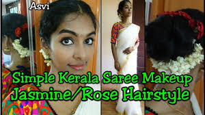 We are specialised in every kind of hairstyles like, simple hairstyle, natural hairstyles, braid hairstyles, short hairstyles, hairstyle girl, cute hairstyles, kids hairstyle, curly hairstyles, bun hairstyles etc. Kerala Saree Simple Makeup Jasmine Rose Hairstyle Smokey Eyes With Kajal No Brushes Makeup Asvi Youtube