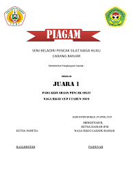 Pujian atau bentuk penghargaan yang lain kepada peserta; Contoh Sertifikat Kejuaraan Pencak Silat