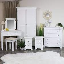 The pieces are a bed frame with a headboard, a nightstand customizable bedroom sets: Large White Bedroom Set Daventry White Range Melody Maison