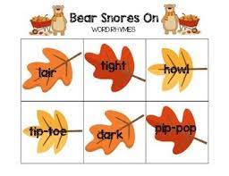 Bear Snores On Word Rhymes Only 1 00 With Freebie In Preview Visit Www Littlelearninglane Com For More Fun Ideas Free Print Rhymes Snoring School Themes